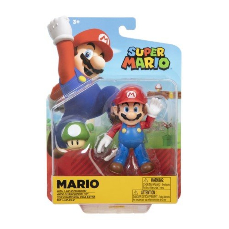 World of Nintendo 4 Action Figure - Mario with 1-Up Mushroom